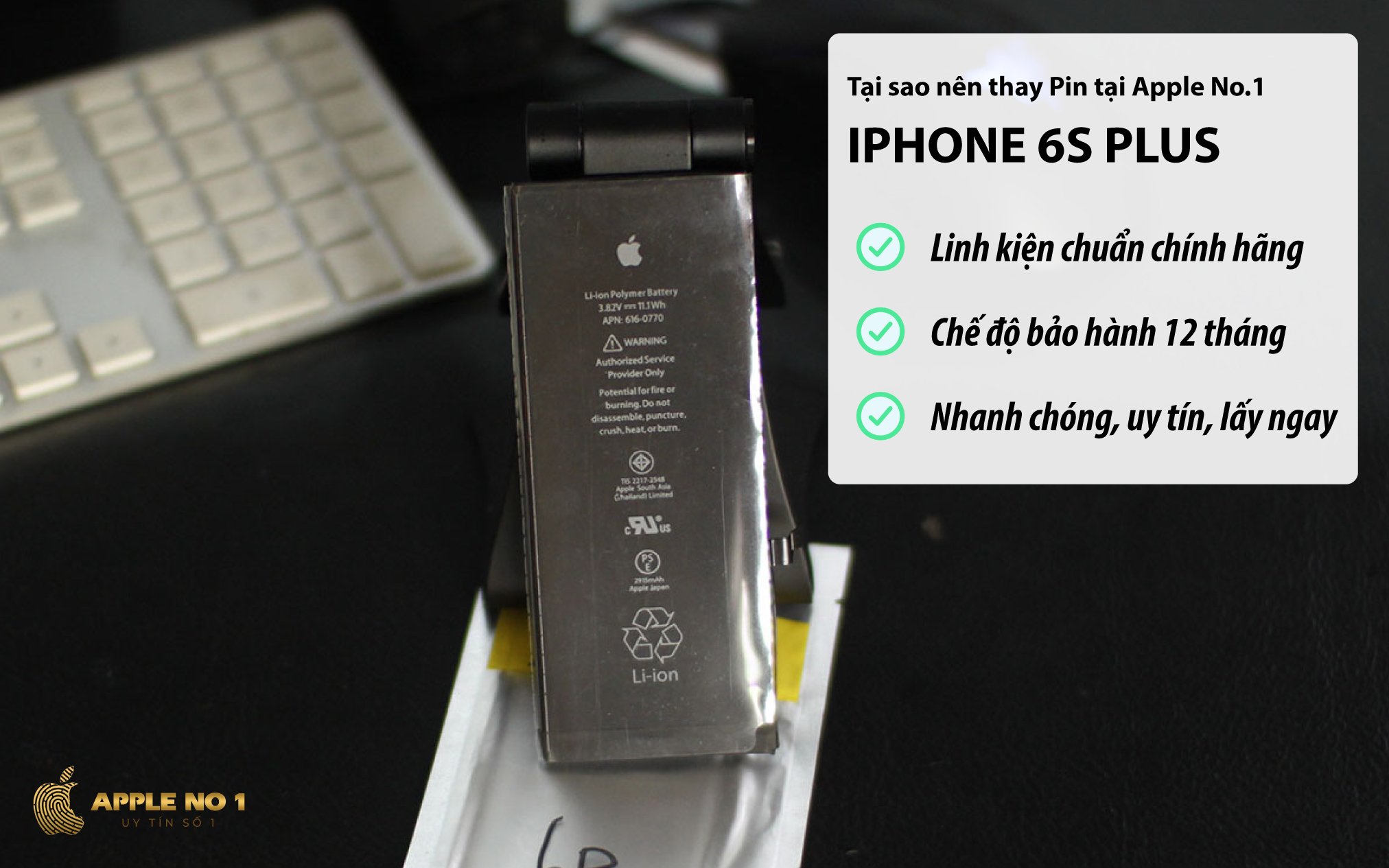 Dịch vụ thay pin iPhone 6s plus dung lượng chuẩn chính hãng nhanh chóng tại Apple No.1