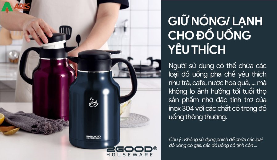 2Good Flask B16 (1.8L) giu nong lanh cho do uong