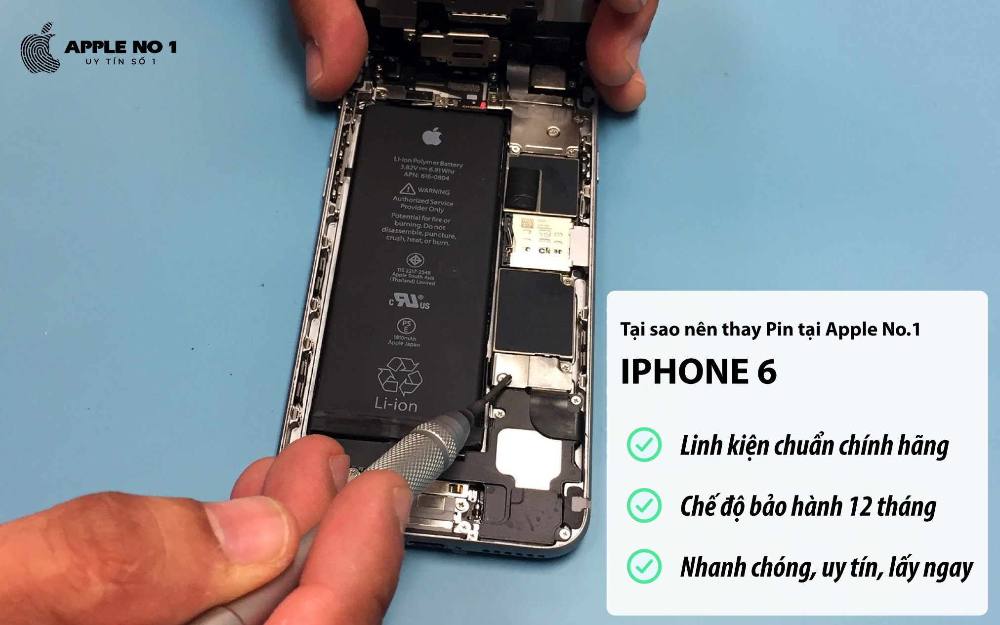 Dịch vụ thay pin iPhone 6 dung lượng chuẩn chính hãng tại Hà Nội